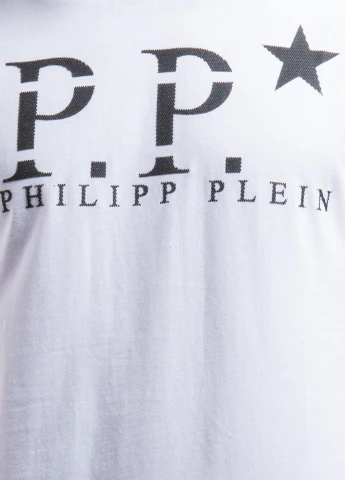 Белая черная с салатовым футболка megastar Philipp Plein