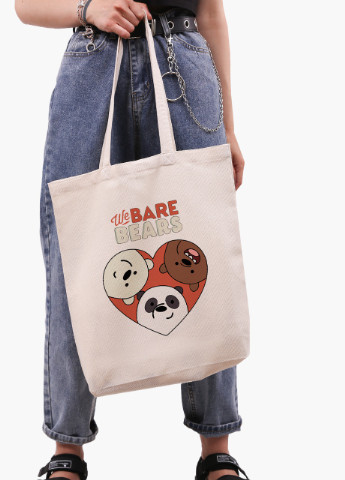 Эко сумка шоппер белая Вся правда о медведях (We Bare Bears) (9227-2669-WTD-1) экосумка шопер 41*39*8 см MobiPrint (216642199)