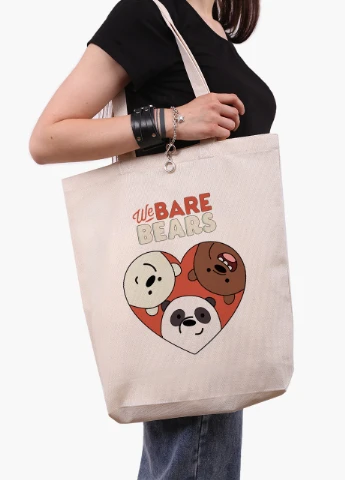 Эко сумка шоппер белая Вся правда о медведях (We Bare Bears) (9227-2669-WTD-1) экосумка шопер 41*39*8 см MobiPrint (216642199)