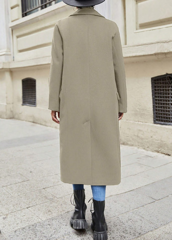 Сіро-бежеве демісезонне Пальто двобортне SHEIN