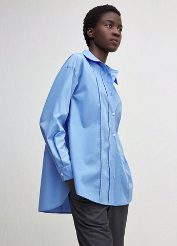 Голубой кэжуал рубашка однотонная SHEIN