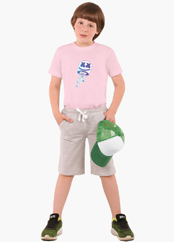 Розовая демисезонная футболка детская маршмелло фортнайт (marshmello fortnite)(9224-1329) MobiPrint