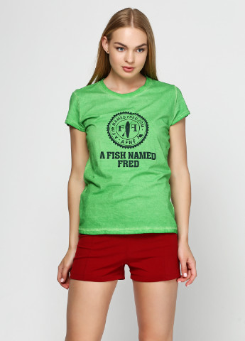Зеленая летняя футболка A Fish Named Fred