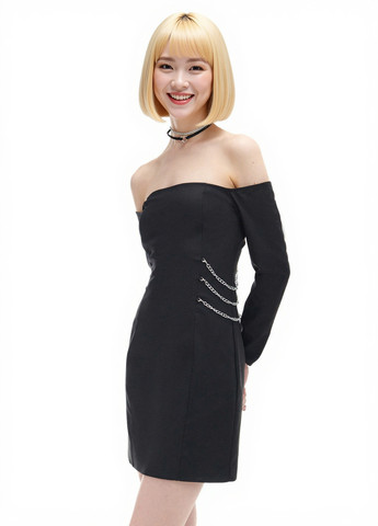 Чорна вечірня сукня з відкритими плечима Cropp однотонна