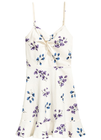 Бежевое кэжуал платье H&M с цветочным принтом