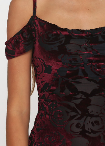 Бордовое кэжуал платье PrettyLittleThing с цветочным принтом