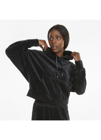 Черное спортивное толстовка her velour women's hoodie Puma однотонное