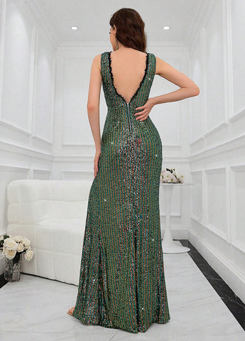 Комбінована вечірня, святковий сукня з відкритою спиною SHEIN