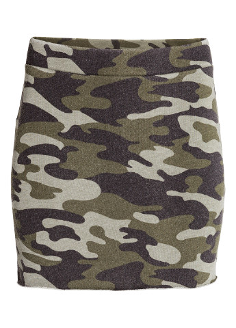 Оливковая (хаки) кэжуал камуфляжная юбка H&M