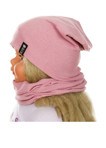 Рожевий демісезонний комплект (шапка, шарф-снуд) ArDoMi