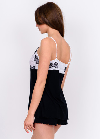 Черный демисезонный комплект (пеньюар, шорты) Suavite