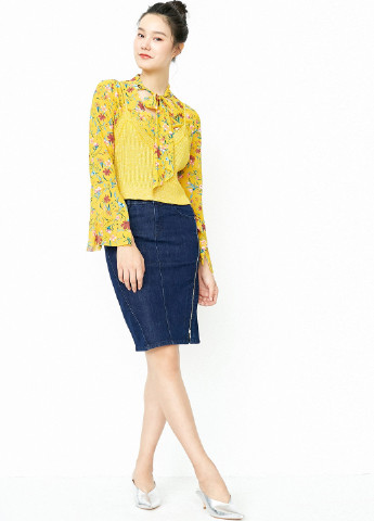 Жовтий демісезонний комплект (блуза, жилет) Only