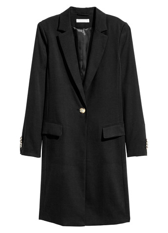 Черное демисезонное Пальто однобортное H&M