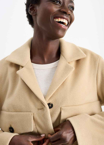 Пісочне Кежуал напівпальто однобортне C&A однотонне