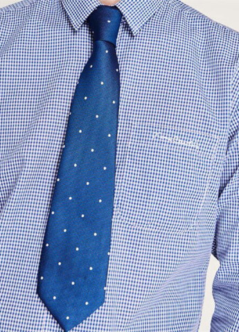 Светло-синяя классическая рубашка в клетку Pierre Cardin