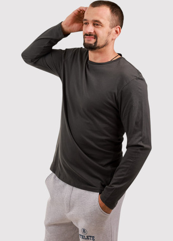 Лонгслів Canvas однотонний графітовий кежуали трикотаж, бавовна