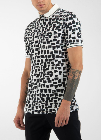Черно-белая мужская футболка поло DOLCE&GABBANA с абстрактным узором