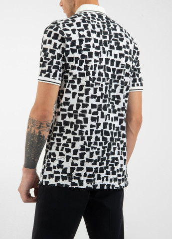 Черно-белая футболка-поло для мужчин DOLCE&GABBANA с абстрактным узором