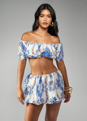 Разноцветная коктейльный, кэжуал с рисунком юбка SHEIN баллон