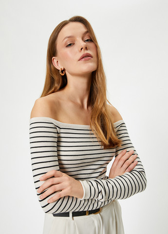 Черно-белый демисезонный свитер KOTON