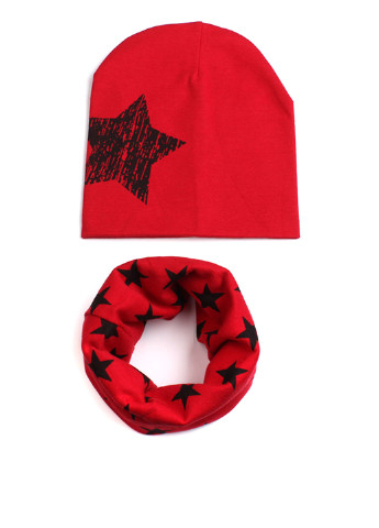 Червоний демісезонний комплект (шапка, шарф-снуд) Bape