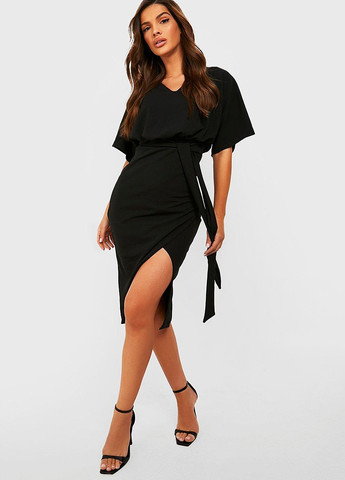 Черное кэжуал платье футляр Boohoo однотонное