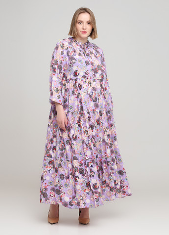 Сиреневое кэжуал платье а-силуэт Made in Italy с цветочным принтом