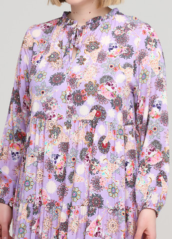 Сиреневое кэжуал платье а-силуэт Made in Italy с цветочным принтом