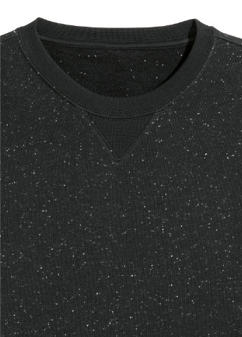 Свитшот H&M - Прямой крой меланж черный кэжуал хлопок, футер - (195665541)