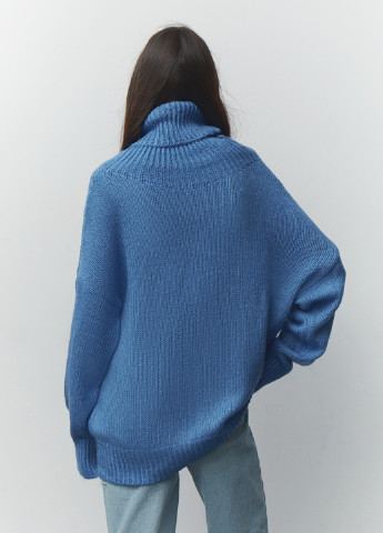 Синій зимовий светр з високим коміром джемпер Papaya