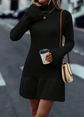 Чорна кежуал сукня сукня светр SHEIN однотонна