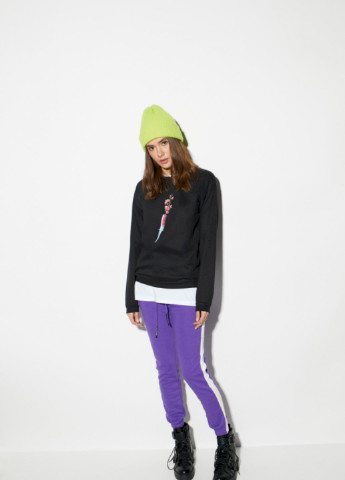 Чорний світшот жіночий /no flis/ YAPPI малюнок (251467833)