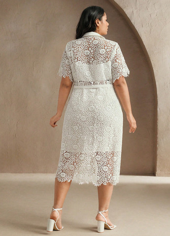 Білий кежуал сукня сукня-сорочка SHEIN однотонна