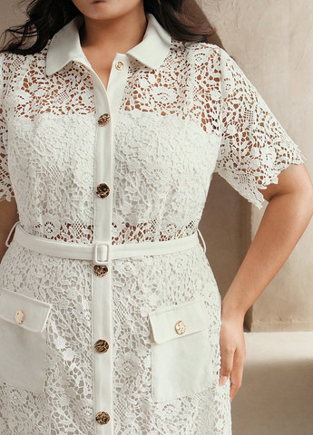 Білий кежуал сукня сукня-сорочка SHEIN однотонна