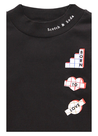 Черный демисезонный кэжуал лонгслив Scotch & Soda с рисунком