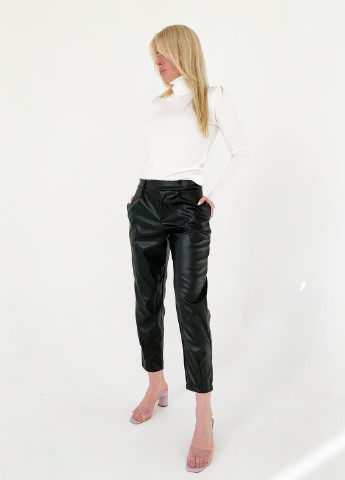 Черные кэжуал зимние зауженные, прямые, классические, укороченные брюки Jolie