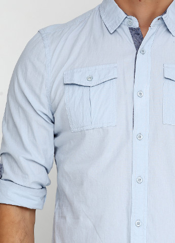 Голубой кэжуал рубашка однотонная Lee Cooper с длинным рукавом