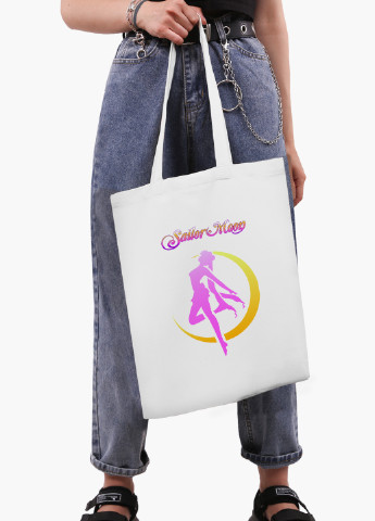 Еко сумка шоппер біла аніме Сейлор Мун (Sailor Moon) (9227-2658-WT-2) екосумка шопер 41*35 см MobiPrint (219151154)