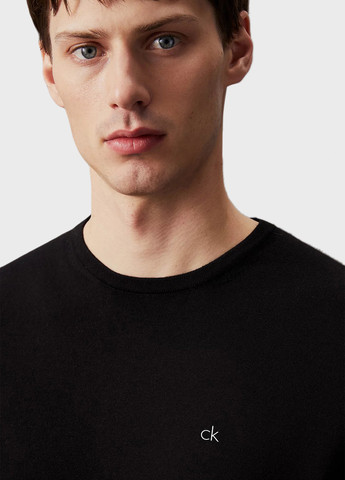 Черный свитшот Calvin Klein однотонный вышивка (344509030)