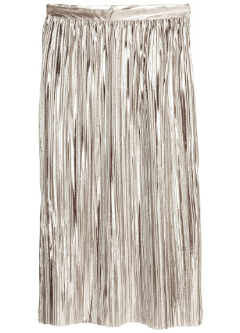 Серебряная кэжуал однотонная юбка H&M плиссе
