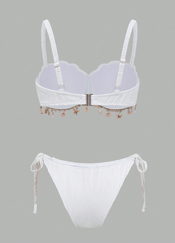 Білий літній купальник (ліф, трусики) балконет, роздільний SHEIN