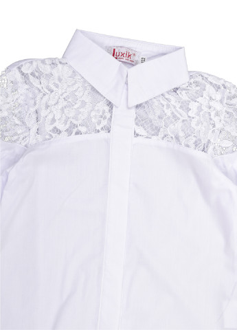 Белая однотонная блузка на запах Luxik демисезонная