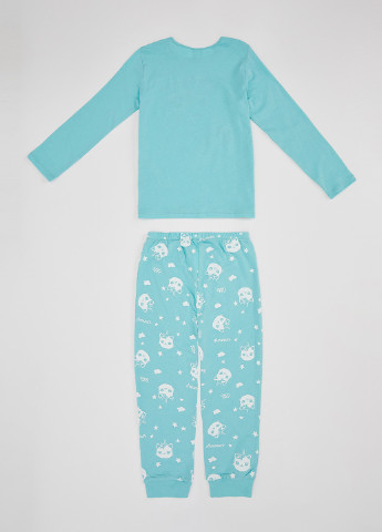 Голубая всесезон пижама лонгслив + брюки DeFacto