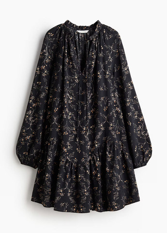 Чорна кежуал сукня H&M з квітковим принтом