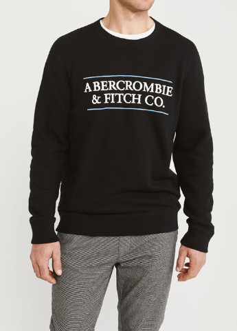 Світшот Abercrombie & Fitch - Прямий крій логотип чорний кежуал - (148527089)