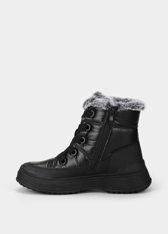 Черные дутики Caprice на молнии с логотипом, с мехом, со шнуровкой
