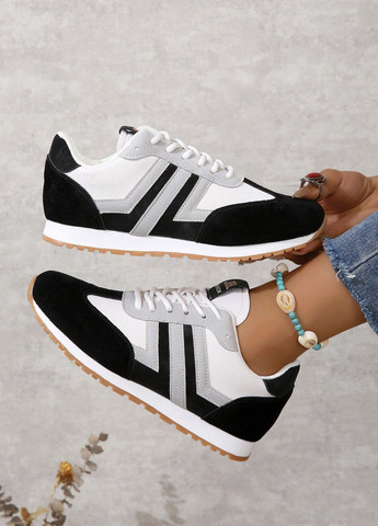 Кроссовки SHEIN чёрно-белые демисезоны (342411572)