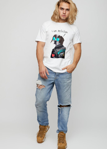 Біла футболка чоловіча basic /air print/ YAPPI