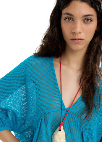 Бирюзовое кэжуал платье оверсайз Parfois однотонное