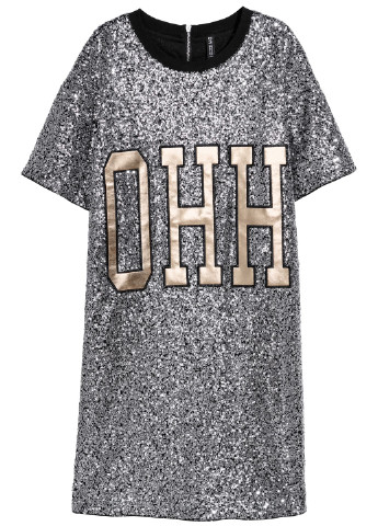 Серебряное кэжуал платье H&M однотонное
